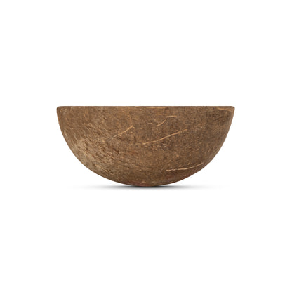 side view of coconut half shell bowl