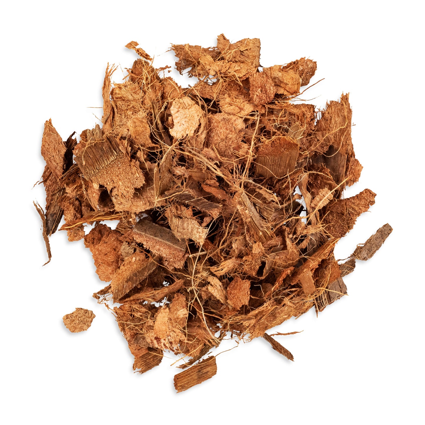 pieces of coconut husk and fiber for gardening mulch